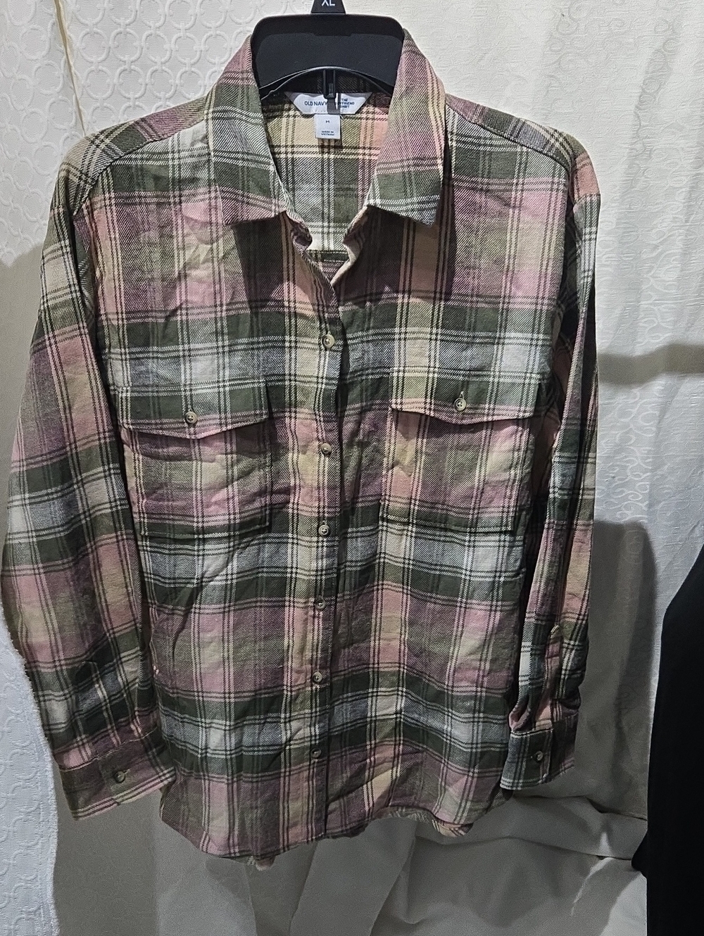 Old Navy Pink and Green Plaid Button-Down Shirt